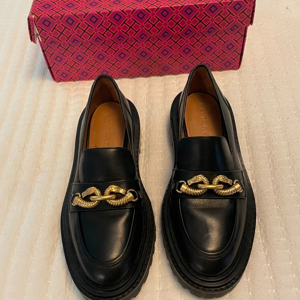 Tory Burch Jessa Black Lug Sole,  Size 7 1/2